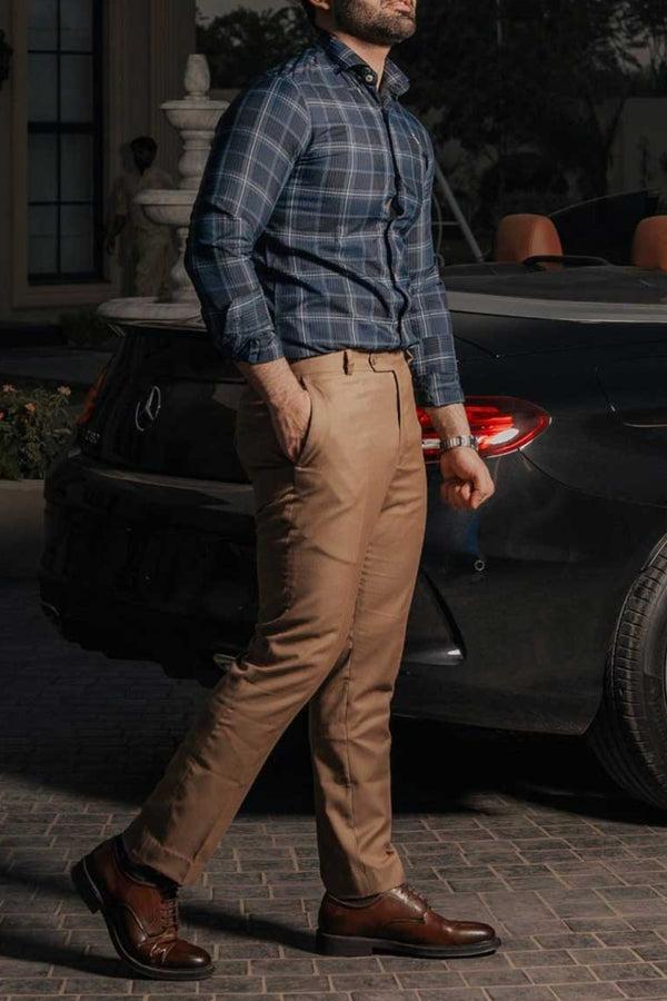 Elo Espada Men's Checkered Casual Shirt Blue