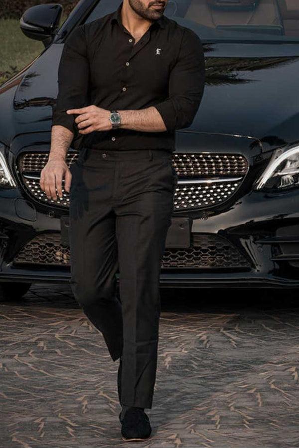 Elo Espada Men's Slim Fit Casual Shirt Black