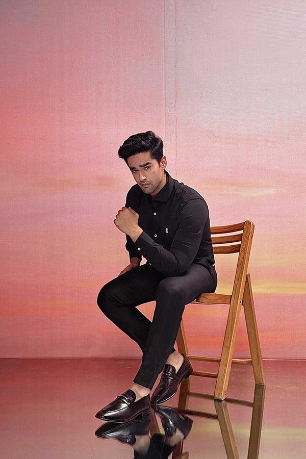 Elo Espada Men's Slim Fit Casual Shirt Black