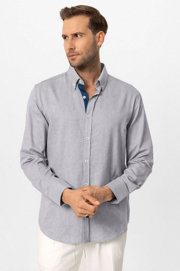 elo Eternity Men's Slim Fit Formal Shirt Grey