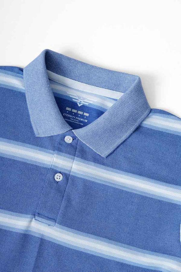 Elo Eternity Premium Men's Striped Polo Shirt Blue