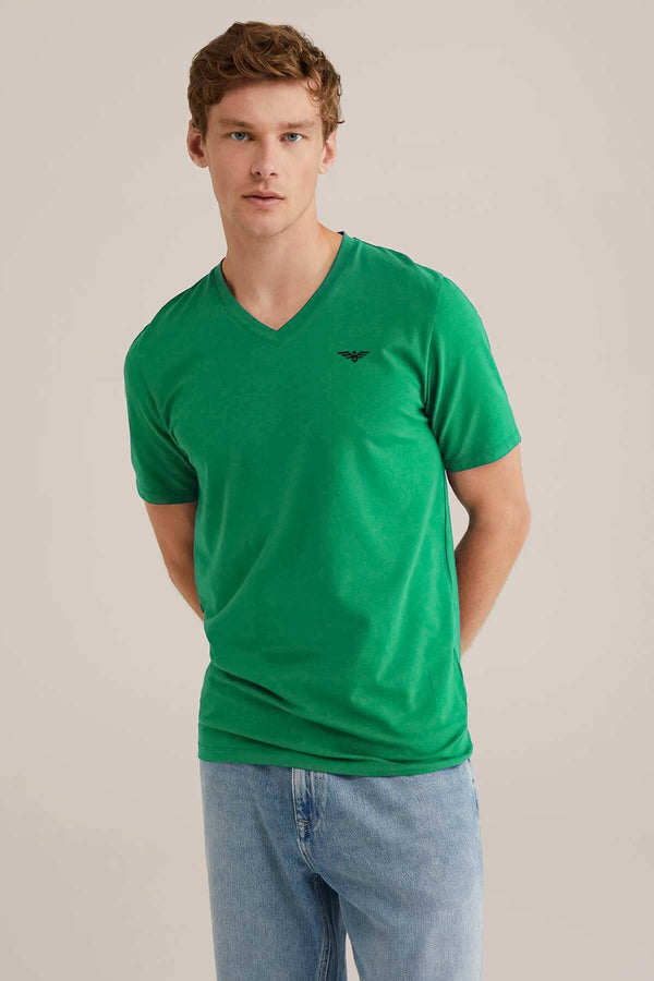 elo Eternity Premium Men's V-Neck Tee Shirt Green