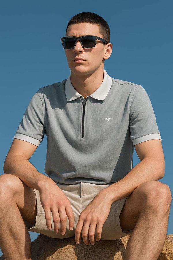 Elo Eternity Premium Men's Zipper Polo Shirt Grey