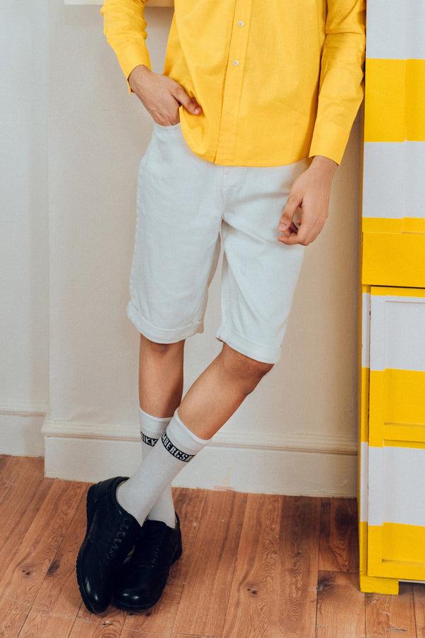 Elo F&F Men's Classic Denim Shorts Off White