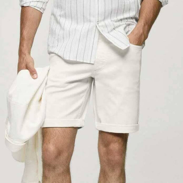 elo F&F Men's Classic Denim Shorts Off White