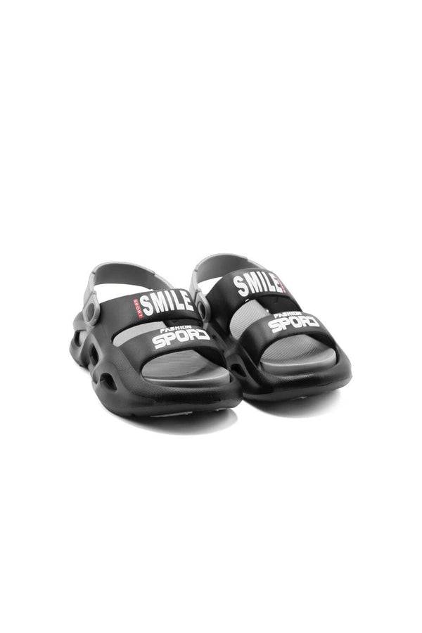 elo Fashion Boy's Smile Printed Sandals Black & Grey