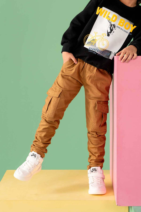 Elo Fashion Classic Boy's Cargo Pants Olive