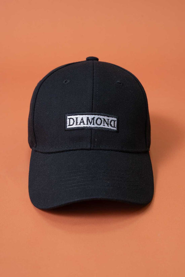 elo Fashion Men's Diamond Embroidered P-Cap Black