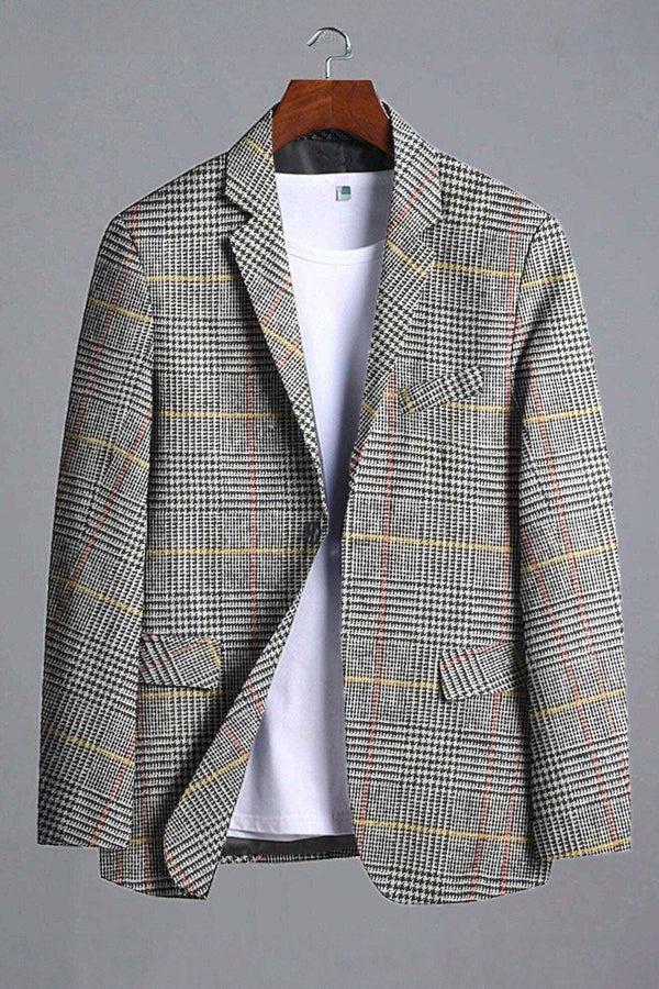 Elo Fashion Men's Gingham Style Winter Blazer