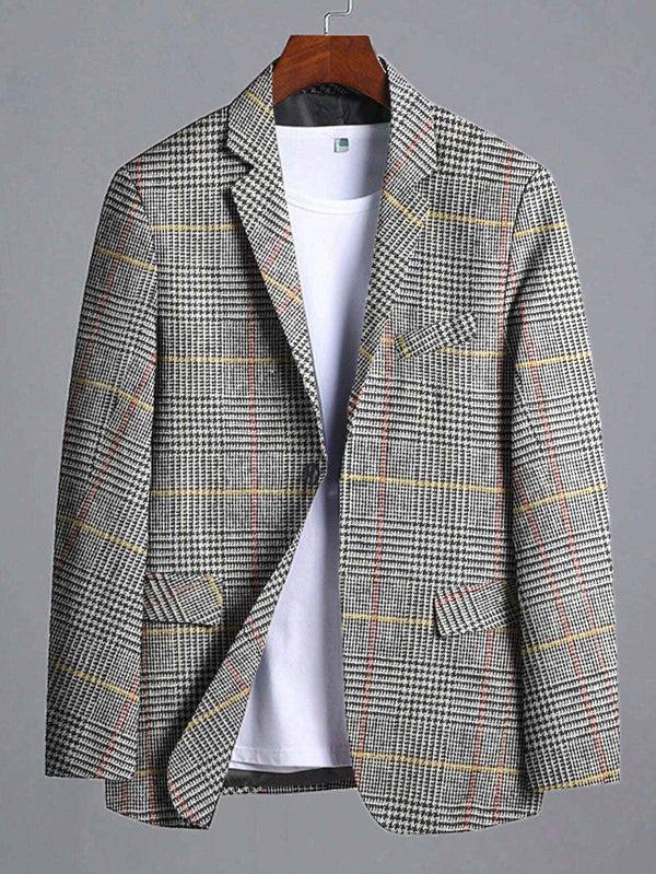 Elo Fashion Men's Gingham Style Winter Blazer