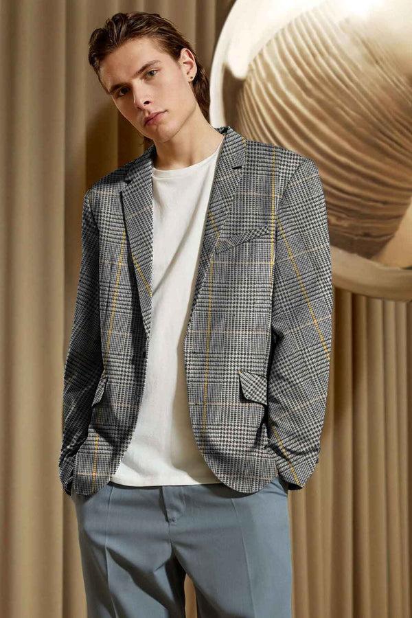 Elo Fashion Men's Gingham Style Winter Blazer