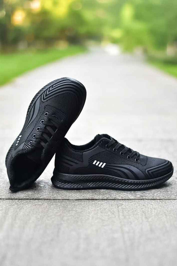 Elo Fashion Men's Lace-Up Running Sneakers Black