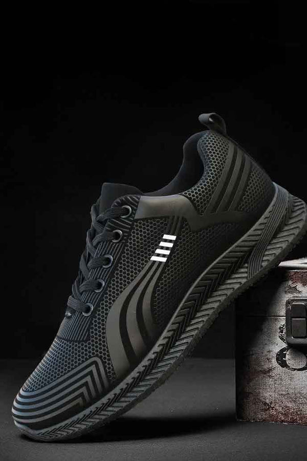 Elo Fashion Men's Lace-Up Running Sneakers Black