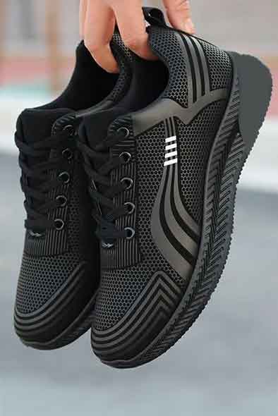 elo Fashion Men's Lace-Up Running Sneakers Black