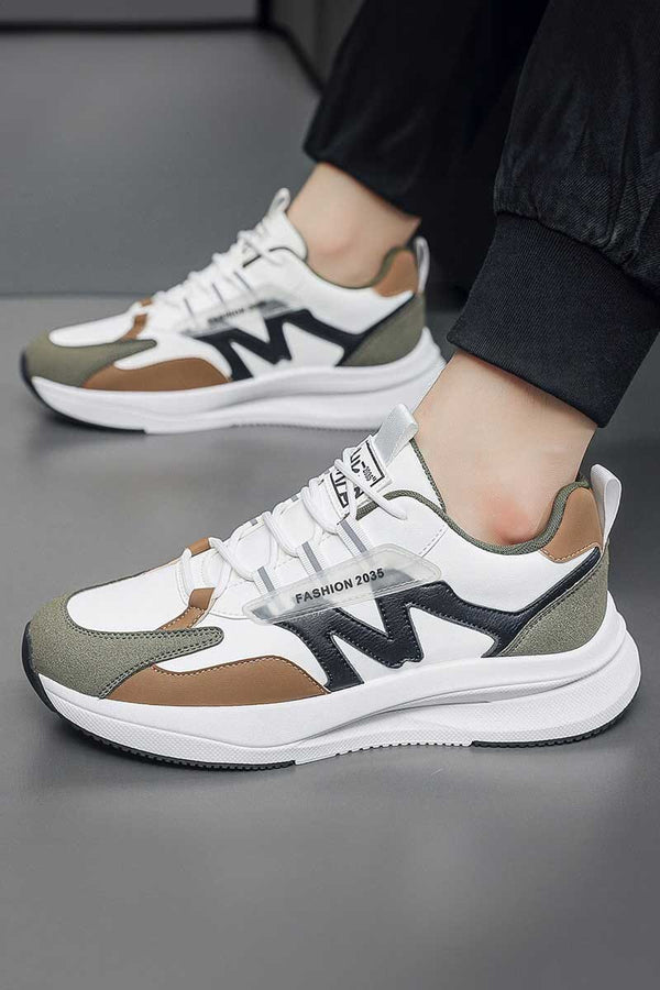 elo Fashion Men's Lace-Up Sneakers White