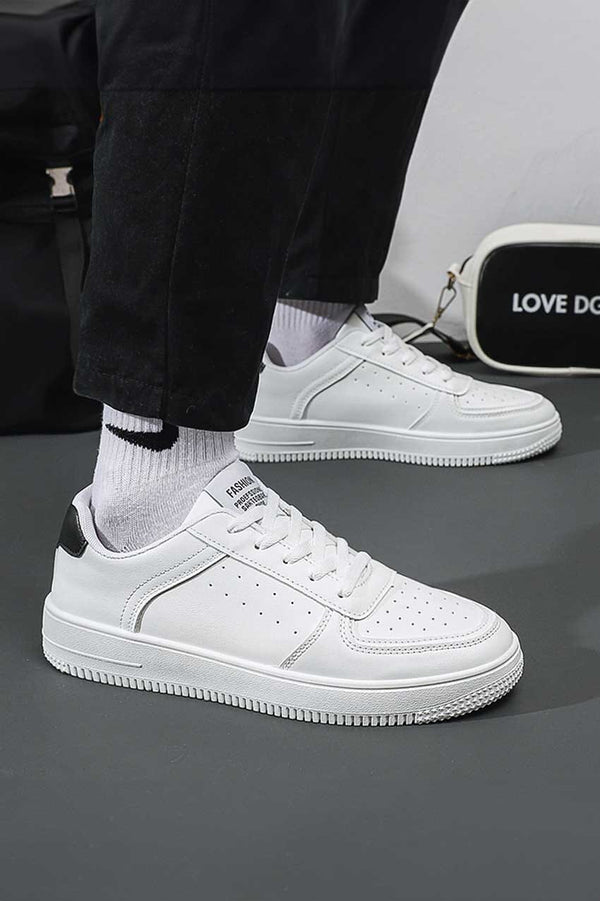 Elo Fashion Men's Perforated Sneakers White & Black