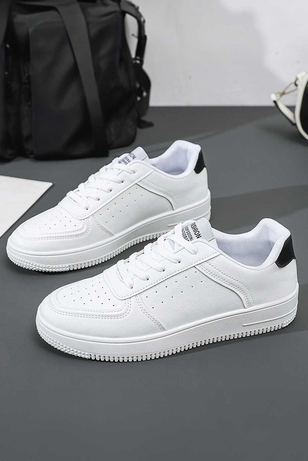 elo Fashion Men's Perforated Sneakers White & Black