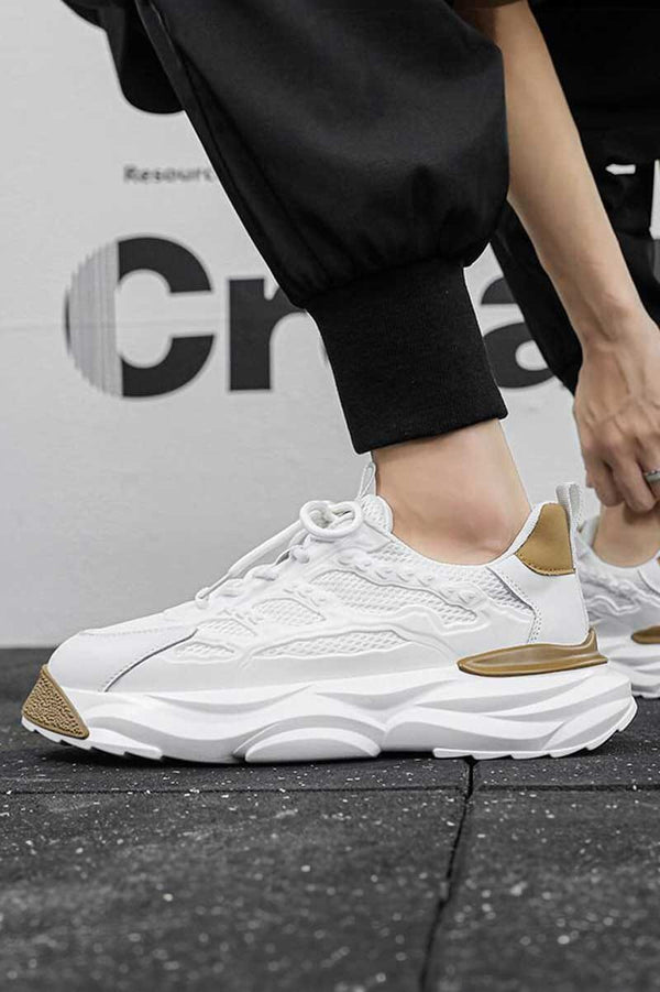 Elo Fashion Men's Premium Lace-Up Sneakers Black