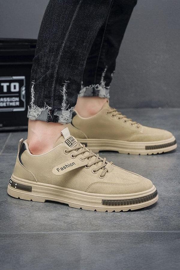 Elo Fashion Men's Rugged Sole Sneakers Khaki