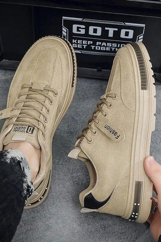 Elo Fashion Men's Rugged Sole Sneakers Khaki