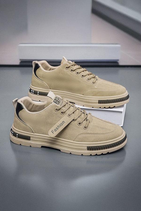 elo Fashion Men's Rugged Sole Sneakers Khaki
