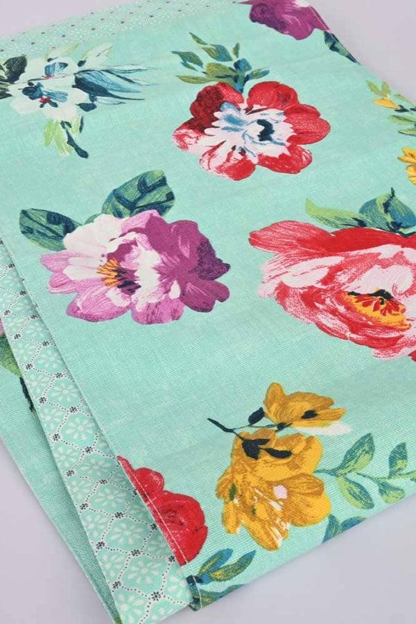 Elo Floral Printed Dual Sided Table Mat Turquoise