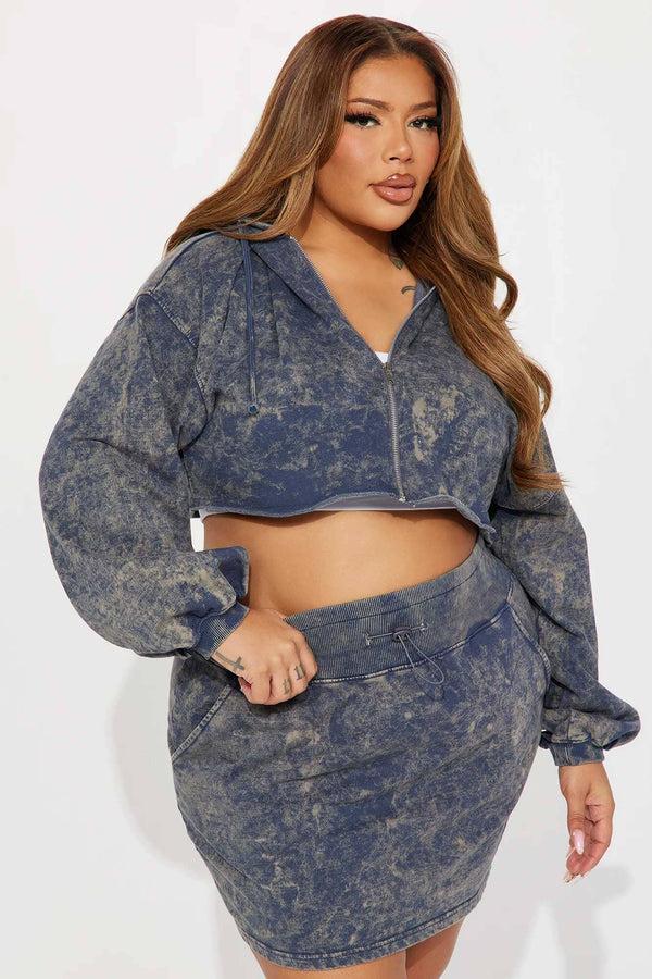 Elo FN Women's Acid Wash Terry Zipper Hoodie Navy