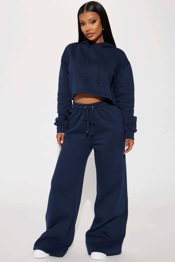 Elo FN Women's Crop Top Pullover Hoodie Navy