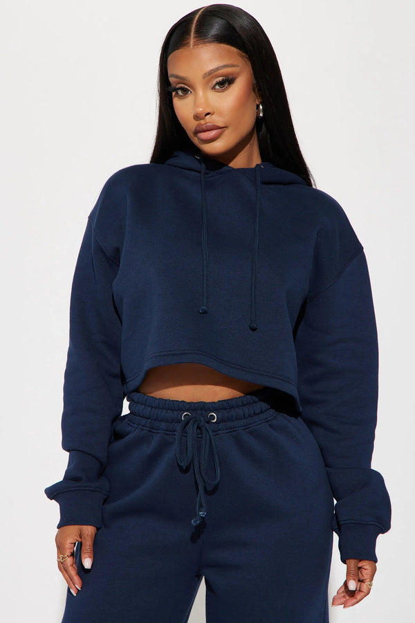 Elo FN Women's Crop Top Pullover Hoodie Navy