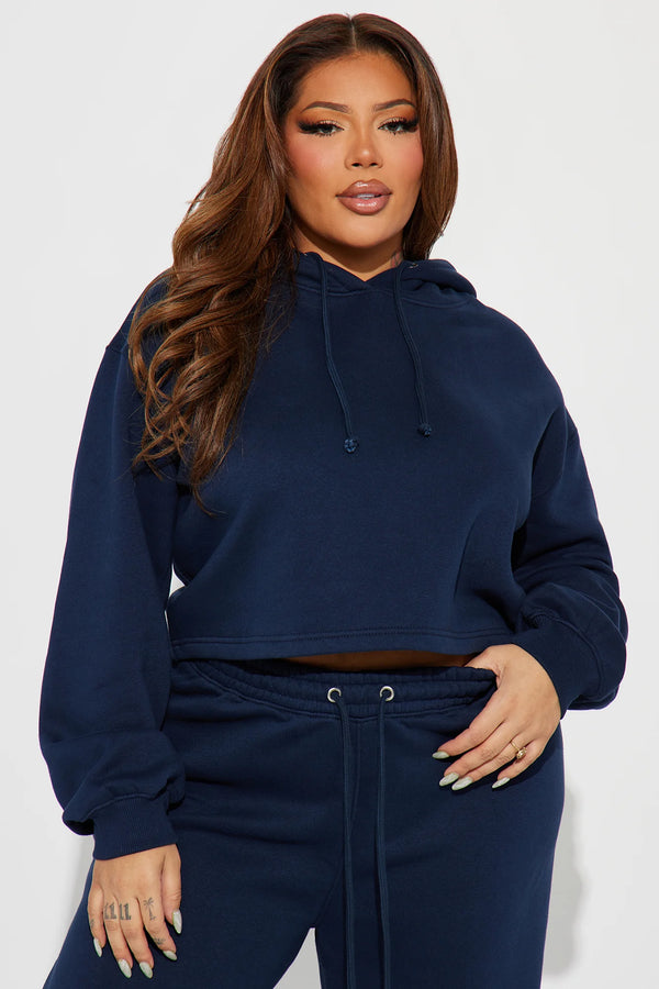 elo FN Women's Crop Top Pullover Hoodie Navy