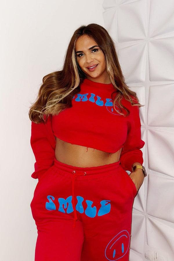 Elo FN Women's Smile Crop Top Sweatshirt Red