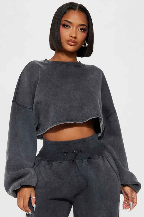 elo FN Women's Terry Crop Top Sweatshirt Charcoal