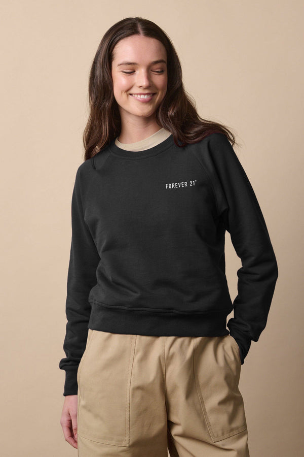 Elo Forever 21 Raglan Sleeve Sweat Shirt Black