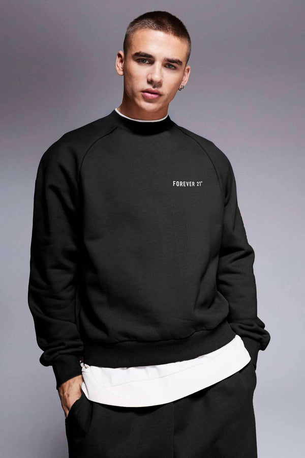 elo Forever 21 Raglan Sleeve Sweat Shirt Black