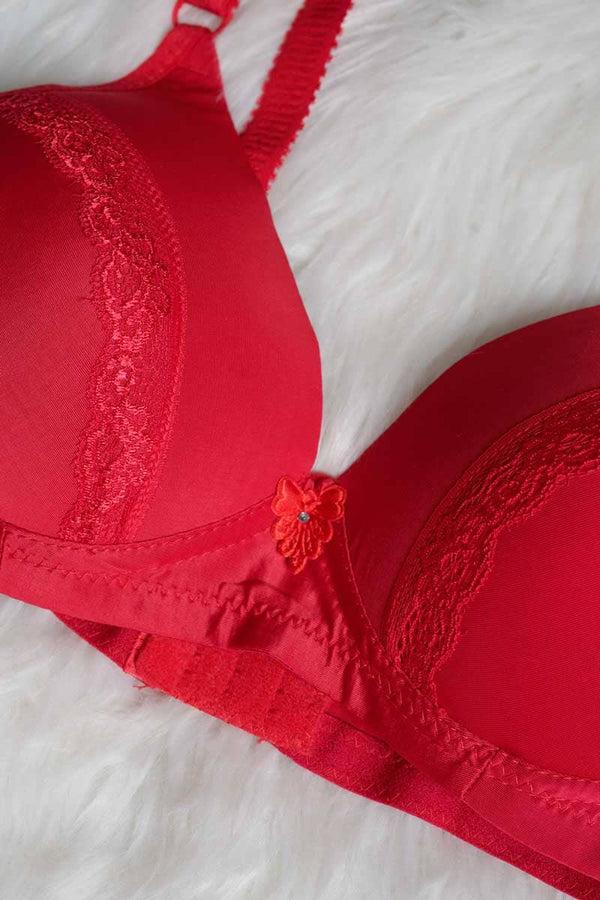 Elo Geurairer Women's Lace Padded Bra Red