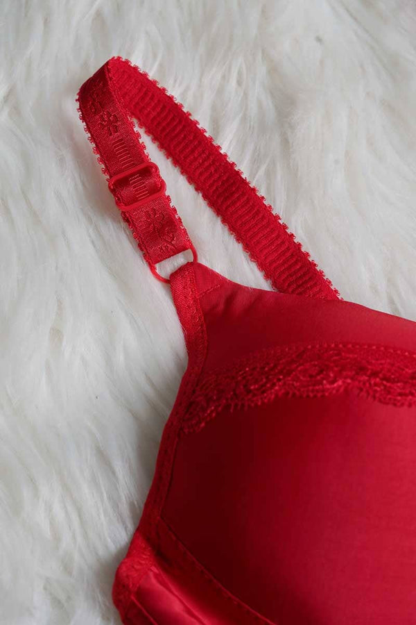 Elo Geurairer Women's Lace Padded Bra Red