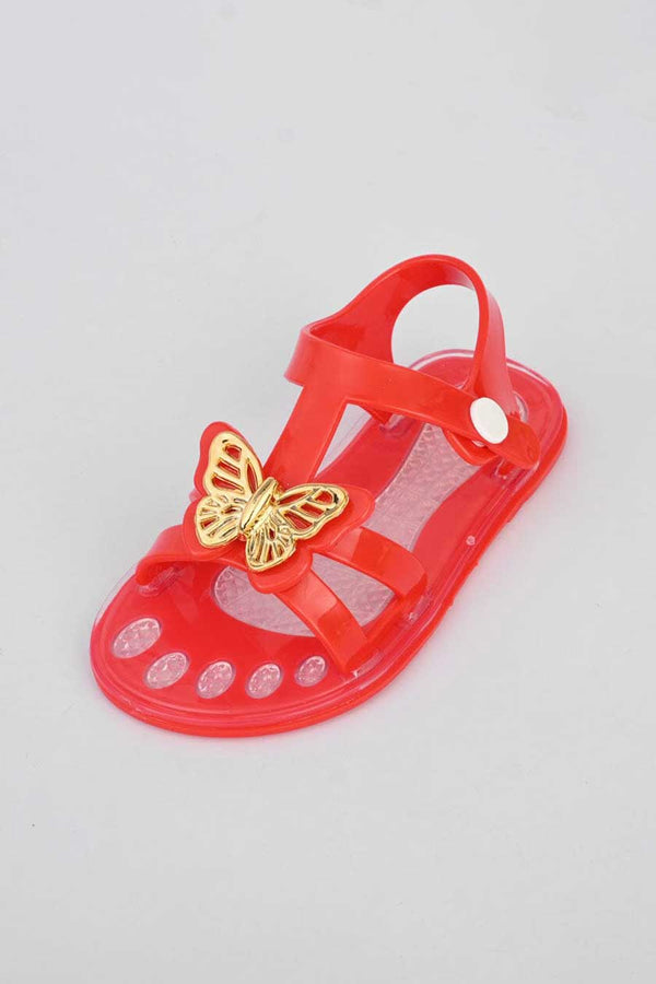 Elo Girl's Butterfly Design Rubber Sandals Mustard