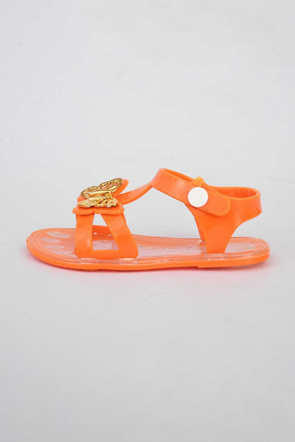 elo Girl's Butterfly Design Rubber Sandals Mustard