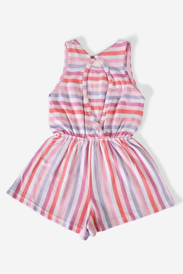 Elo Girl's Buttoned Style Premium Romper Pink