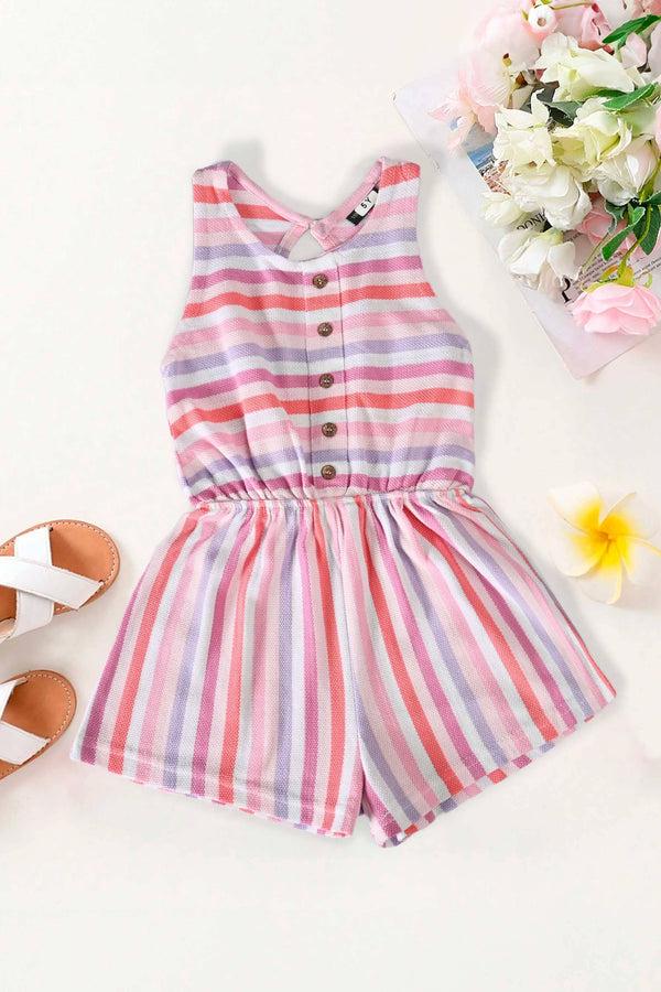 elo Girl's Buttoned Style Premium Romper Pink