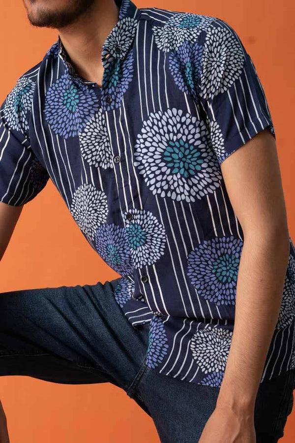 Elo Gravity Men's Floral Casual Shirt Navy