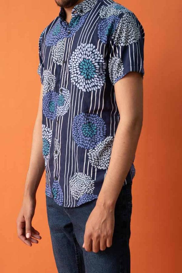 elo Gravity Men's Floral Casual Shirt Navy