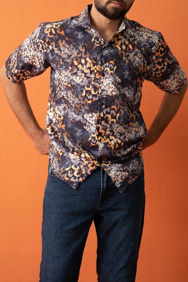 Elo Gravity Men's Floral Short Sleeve Casual Shirt