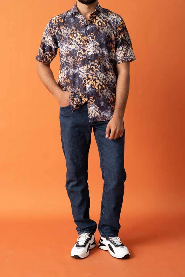 Elo Gravity Men's Floral Short Sleeve Casual Shirt