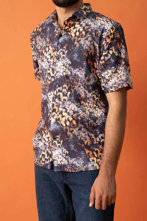 Elo Gravity Men's Floral Short Sleeve Casual Shirt