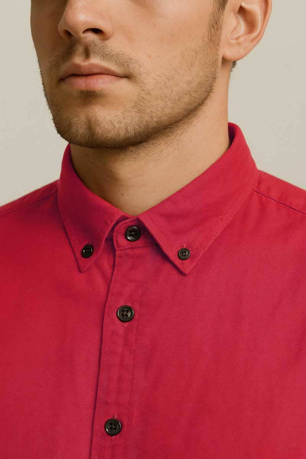 Elo Gravity Men's Slim Fit Basic Casual Shirt Pink