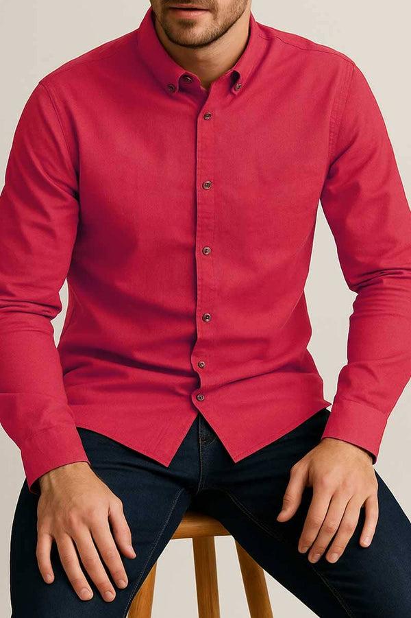 Elo Gravity Men's Slim Fit Basic Casual Shirt Pink