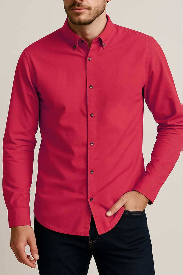 Elo Gravity Men's Slim Fit Basic Casual Shirt Pink