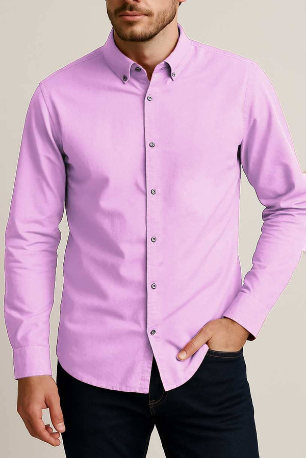 elo Gravity Men's Slim Fit Basic Casual Shirt Pink