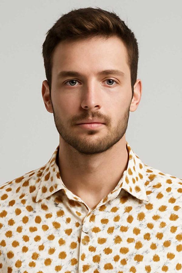 Elo Gravity Men's Slim Fit Casual Shirt Off White